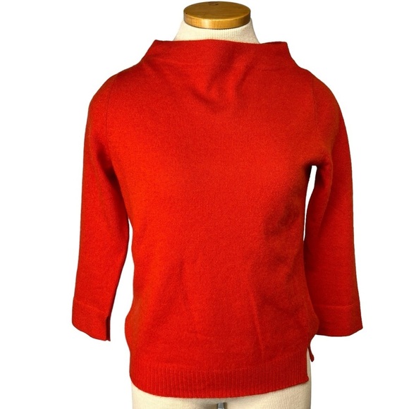 Anthropologie Sparrow Cashmere Funnel Mock Neck Sweater Jumper Women S in Orange - Picture 1 of 8